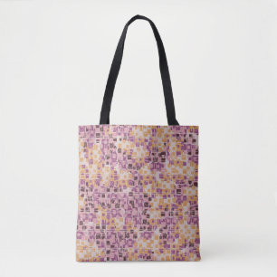 Bolsa Tote padrão uniforme de abstrato. Quadrados arredondado