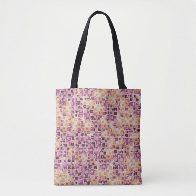 Bolsa Tote padrão uniforme de abstrato. Quadrados arredondado (Frente)