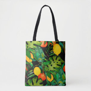 Bolsa Tote Padrão uniforme de aquarela com folhas tropicais