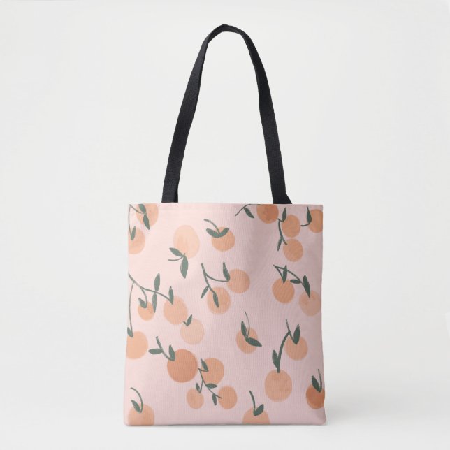 Bolsa Tote Padrão uniforme de frutas laranja de aquarela (Frente)