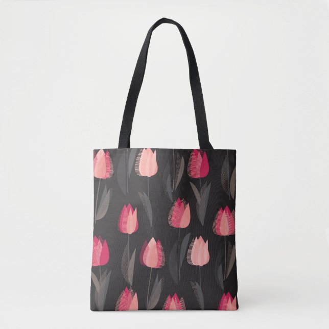 Bolsa Tote Padrão uniforme de tulipas vermelhas abstrato mode (Frente)