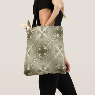 Bolsa Tote padrão uniforme do ouro floral damask