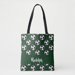 Bolsa Tote Padrão verde das bolas de futebol