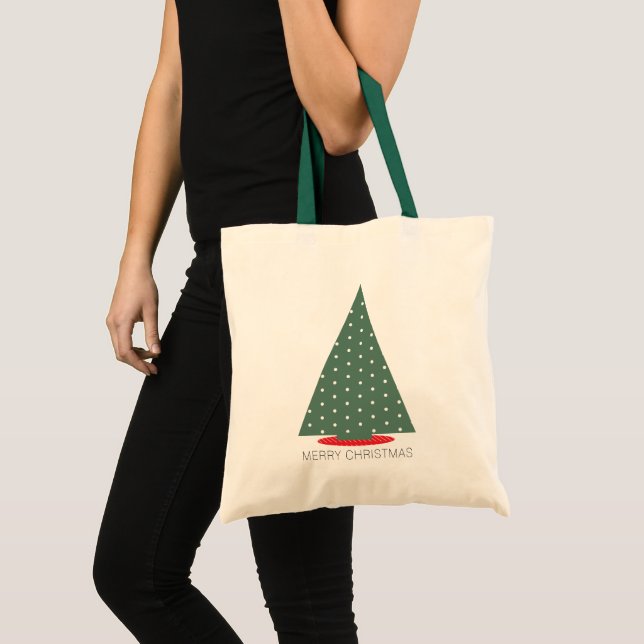 Bolsa Tote Padrão Verde de Árvore de Natal Simples  (Frente (produto))