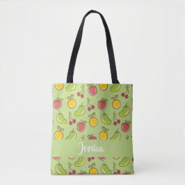 Bolsa Tote Padrão verde de frutas de verão frescas