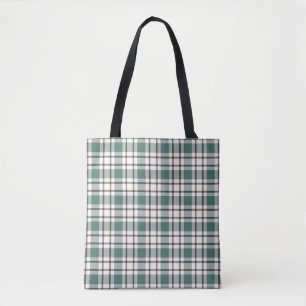 Bolsa Tote padrão verde de tartã claro