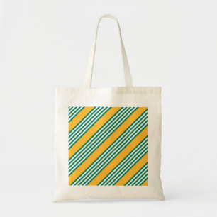 Bolsa Tote Padrão verde e branco de cinco faixas com amarelo
