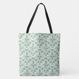 Bolsa Tote Padrão Verde em Branco Decorativo Periwinkle