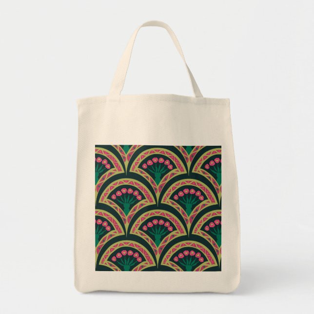 Bolsa Tote padrão verde em forma de concha (Frente)