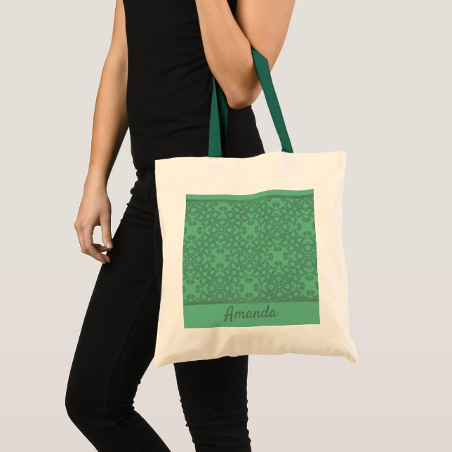Bolsa Tote Padrão verde-menta personalizado (Frente (produto))