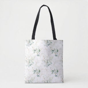Bolsa Tote Padrão Verde Pastel Floral Verde