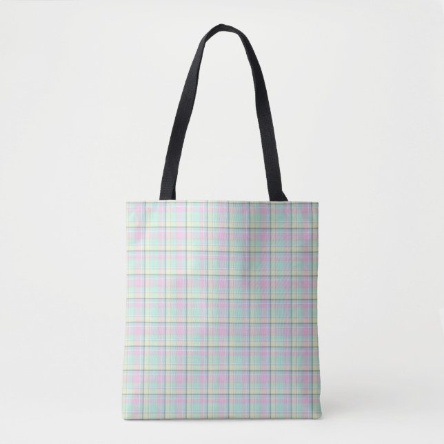 Bolsa Tote Padrão verificado de cores de caramelo. saco de to (Frente)