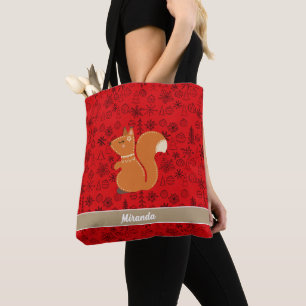 Bolsa Tote Padrão vermelho de esquilo
