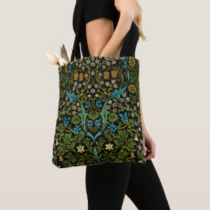 Bolsa Tote Padrão Vintage Blackthorn Fundo Preto Morris Black