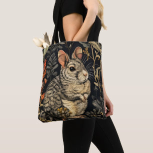 Bolsa Tote Padrão Vintage Coelho Floresta Jardim Floral