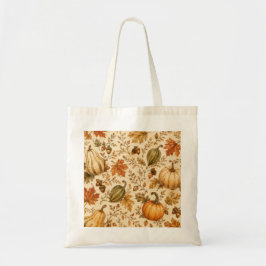 Bolsa Tote Padrão Vintage de Abóbora e Cabaças de Outono 