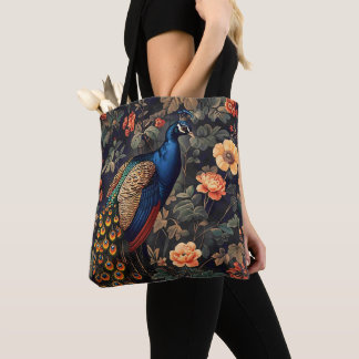 Bolsa Tote Padrão Vintage Floresta Ave Pavão