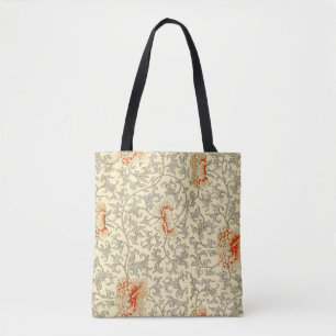 Bolsa Tote Padrão Vintage Owen Jones: Coral Floral Cinza