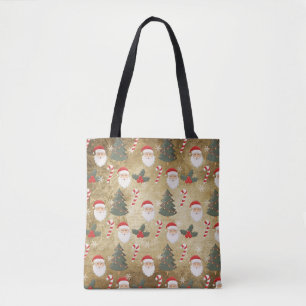 Bolsa Tote Padrão Vintage Papai Noel