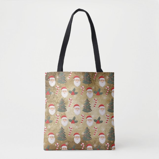 Bolsa Tote Padrão Vintage Papai Noel (Frente)
