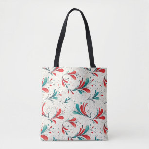 Bolsa Tote Padrão Whimsical Blue e Red Paisley Leaf (2)