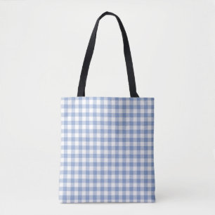 Bolsa Tote Padrão Xadrez Azul Claro Estampa Xadrez Clássica