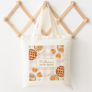 Bolsa Tote Padrão Xadrez de Bolos em Aquarela Padaria Panific