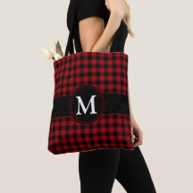 Padrão Xadrez Escocês Tartan de Monograma Vermelho