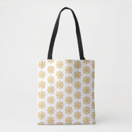 Bolsa Tote Padrão Xadrez Floco de Neve Amarelo