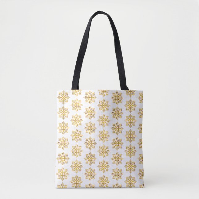 Bolsa Tote Padrão Xadrez Floco de Neve Amarelo (Frente)