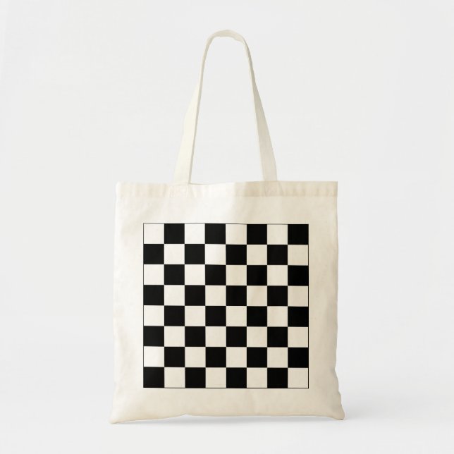 Bolsa Tote Padrão Xadrez Preto e Branco (Frente)