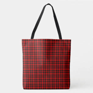 Bolsa Tote Padrão Xadrez Vermelho Preto