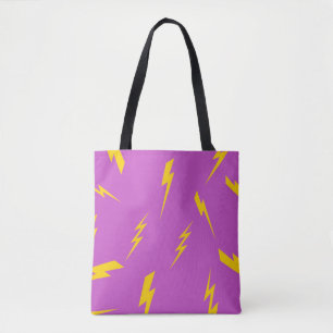 Bolsa Tote Padrão Y2K de fundo roxo de raios