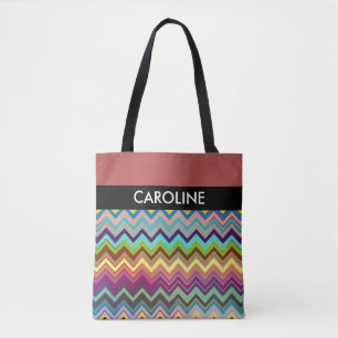 Bolsa Tote Padrão ZIGZAG - multicolorido + seu backgr.