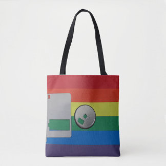 Bolsa Tote padrões a cores de orgulho gay no disquete retroat