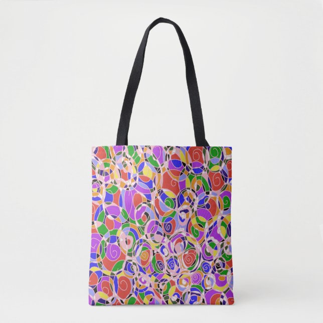 Bolsa Tote Padrões Abstratos em Cores Pastel (Frente)