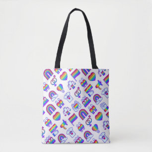 Bolsa Tote Padrões coloridos do Ícone do Arco-Íris