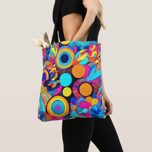 Bolsa Tote Padrões de Abstrato geometria vibrantes