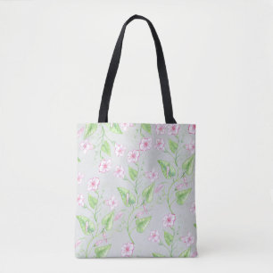 Bolsa Tote Padrões de Aquarela de Flores Rosa Lindas