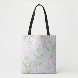 Bolsa Tote Padrões de Aquarela Lindos Flores Rosa |