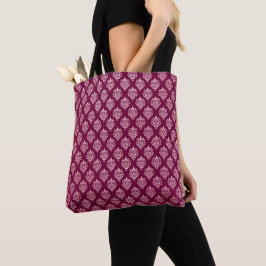 Bolsa Tote Padrões DE BURGUNDY E DE PINK FLORAL E DIAMANTE