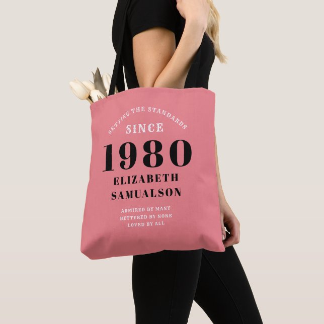 Bolsa Tote Padrões de configuração rosa de aniversário 1980 p (Close Up)
