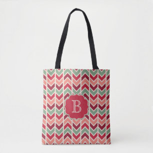 Bolsa Tote Padrões de festas de inverno com monograma