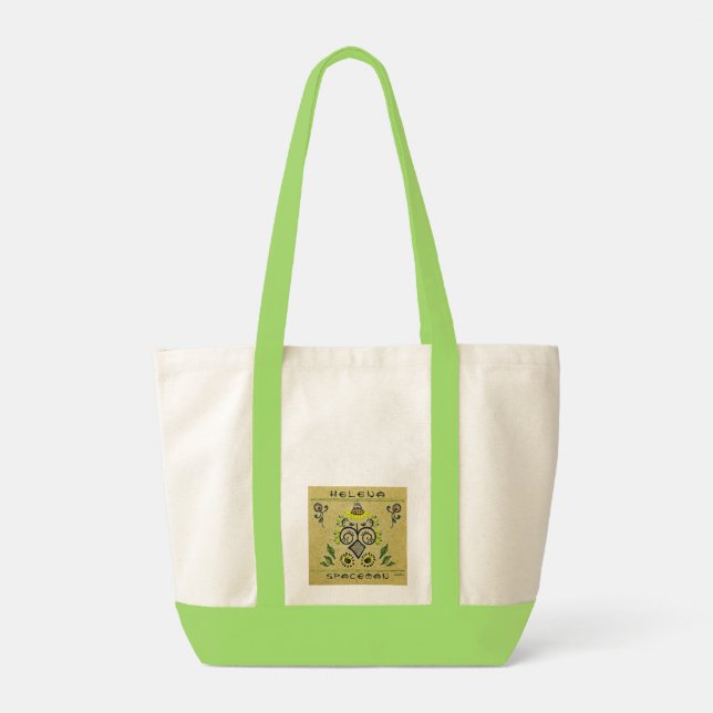 Bolsa Tote Padrões de girassol e seu nome (Verso)