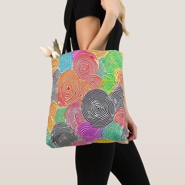 Bolsa Tote Padrões de impressão digital colorida Abstrato (Close Up)
