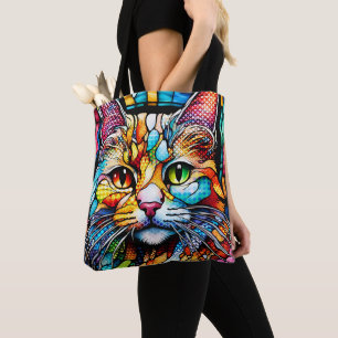 Bolsa Tote Padrões de múltiplos cores Cat 708