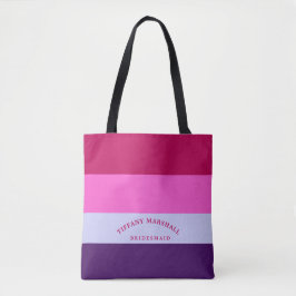 Bolsa Tote Padrões de Stripes Rosa e Roxo Bridemaid