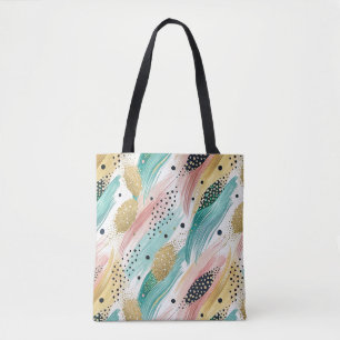 Bolsa Tote Padrões de Traço e Ponto abstrato - Destaque Doura