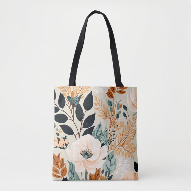 Bolsa Tote Padrões Flamentais Botânicos Inclináveis (Frente)