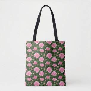 Bolsa Tote Padrões Florais de Rosas Rosa